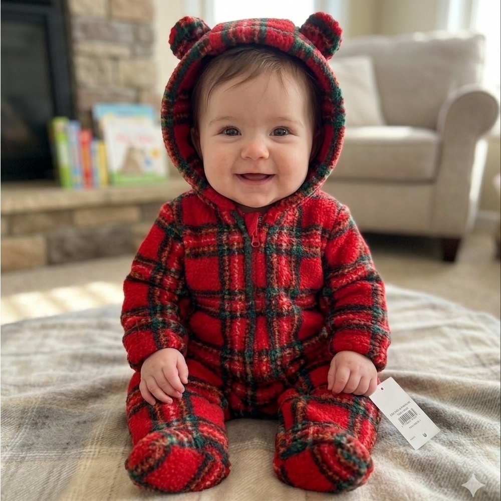 Old Navy Red Plaid Kids Bodysuit